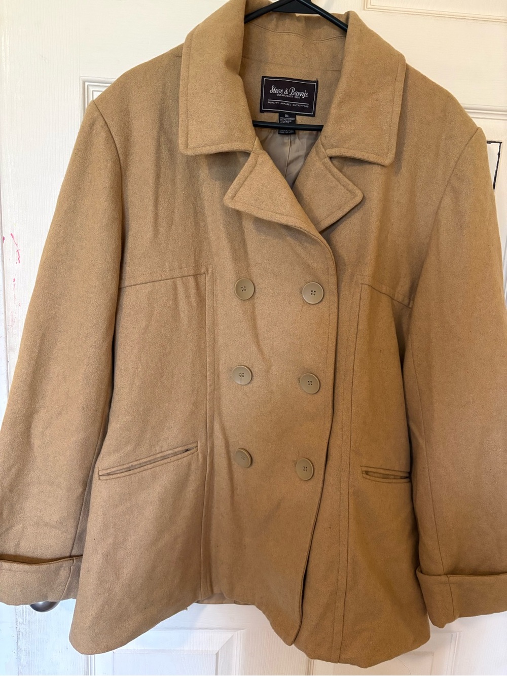 Steve Barry’s Vintage Wool Trench Coat XL Camel double breasted
